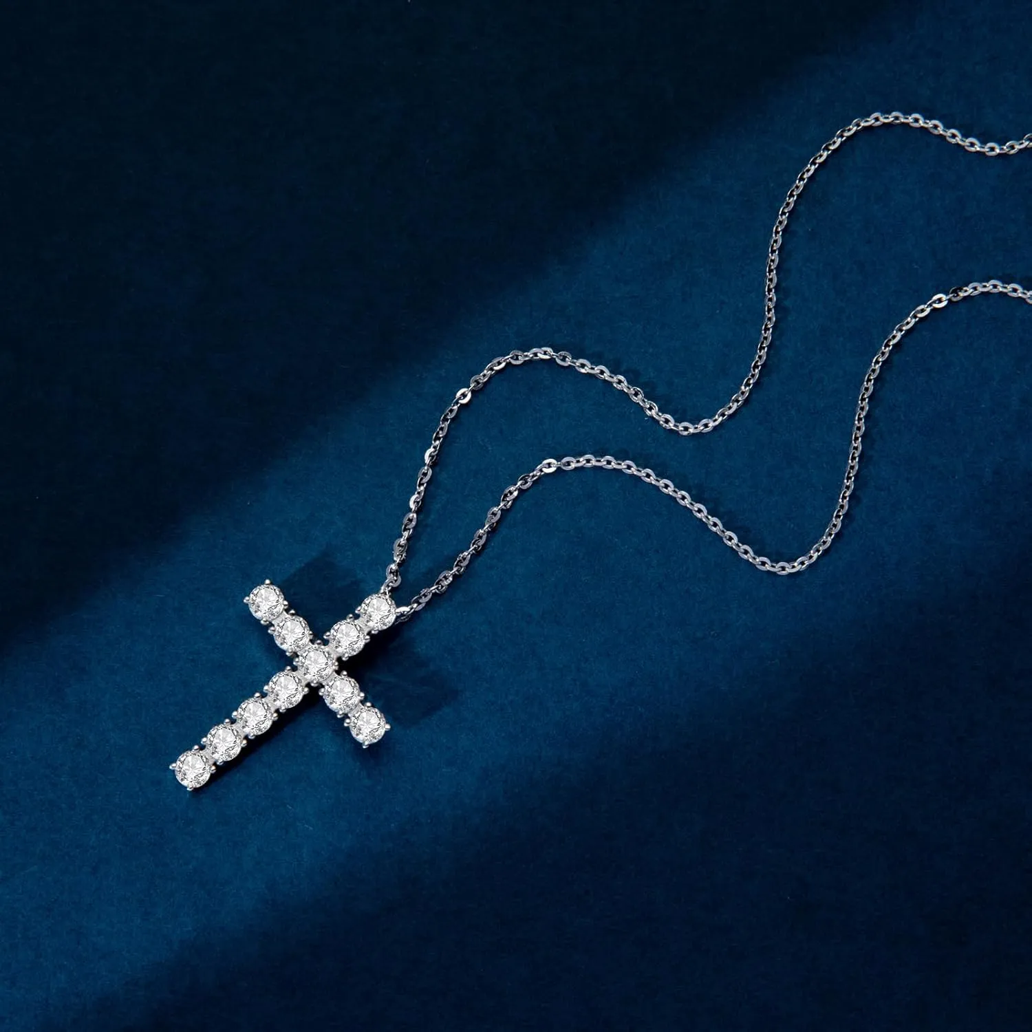 Moissanite Cross Necklace for Women Men,Sterling Silver Cross Necklaces for Women Men D Color VVS1 1.28CTTW/1.8CTTW/3.3CTTW,Christian Gift for Women Men