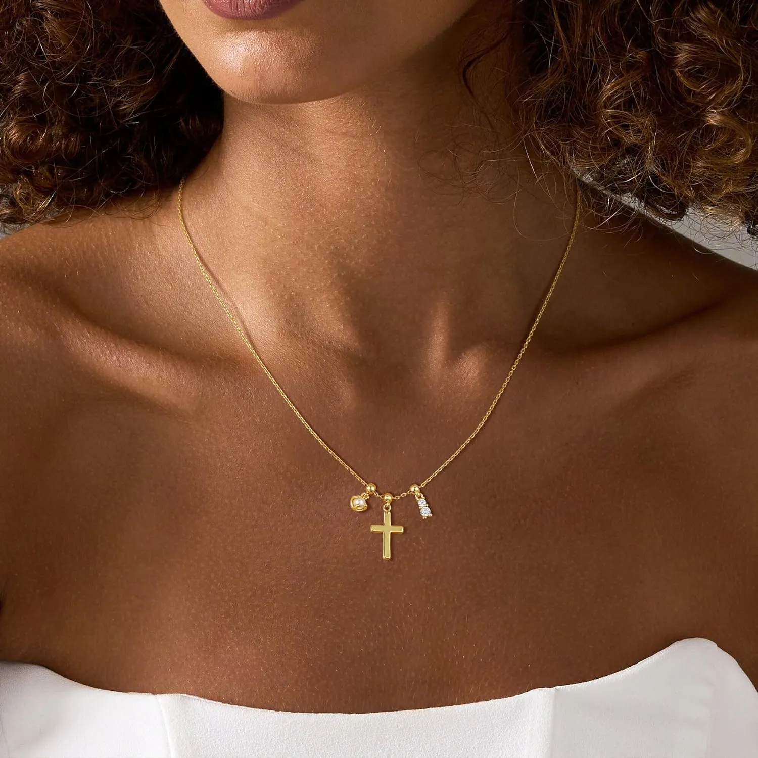Moodear Cross Necklace for Women - Dainty 925 Sterling Silver/Gold Plated Layered Cross Pendant Simple Small Necklaces for Women Trendy Jewelry Gifts