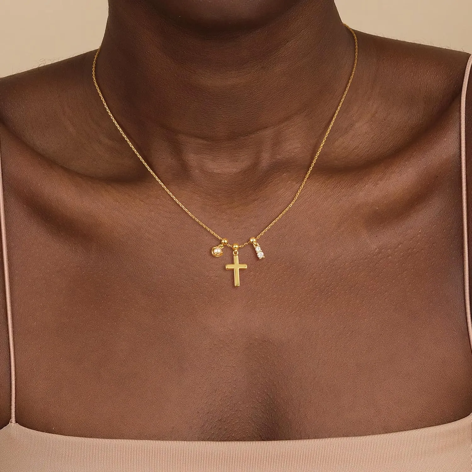 Moodear Cross Necklace for Women - Dainty 925 Sterling Silver/Gold Plated Layered Cross Pendant Simple Small Necklaces for Women Trendy Jewelry Gifts