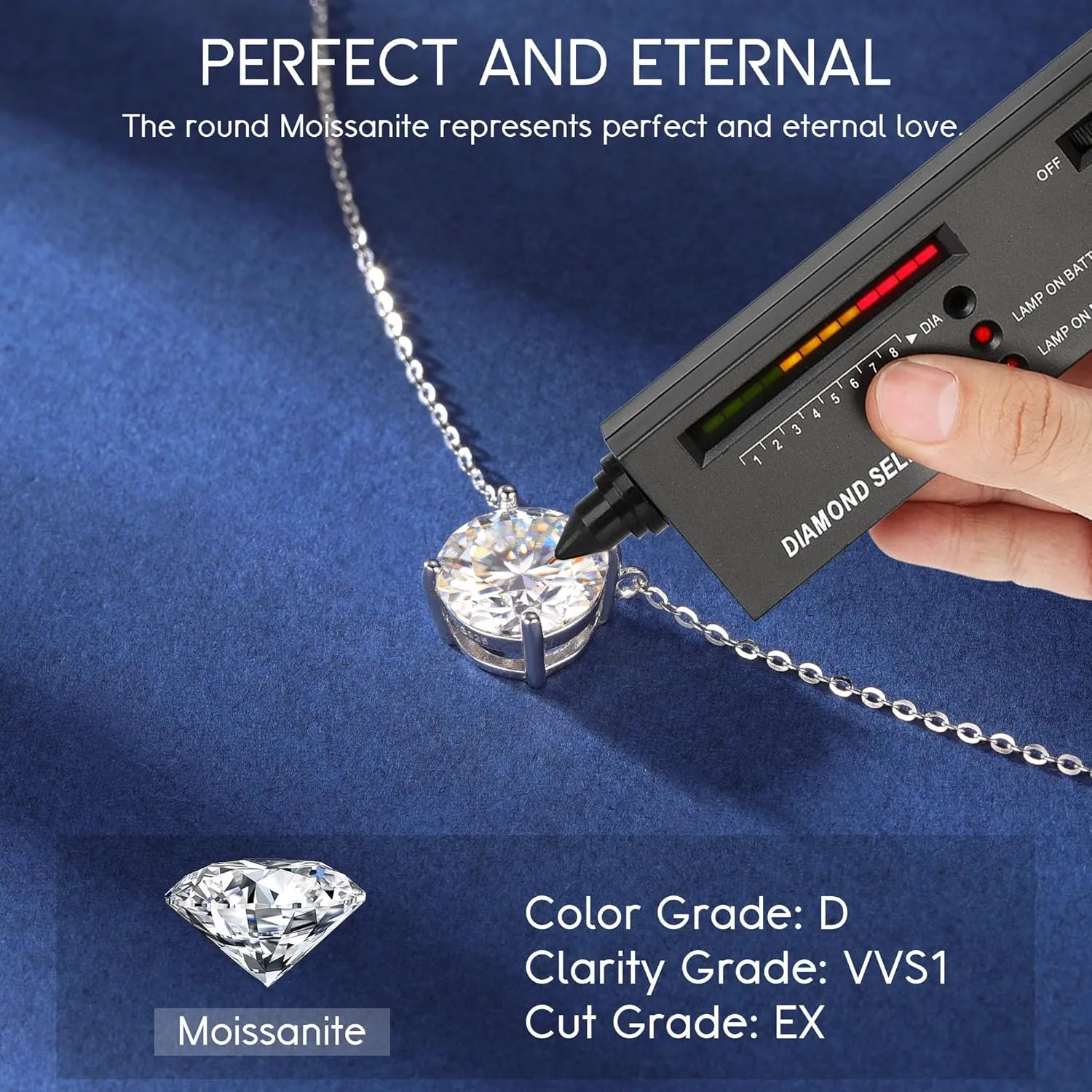 MOOSEA Heart and Round Pendant Necklace for Women, Gifts for Wife, 1-4 Carat Moissanite Jewelry, D Color VVS1 Clarity Lab Created Moissanite 925 Sterling Silver Necklaces