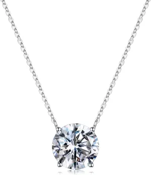 MOOSEA Heart and Round Pendant Necklace for Women, Gifts for Wife, 1-4 Carat Moissanite Jewelry, D Color VVS1 Clarity Lab Created Moissanite 925 Sterling Silver Necklaces