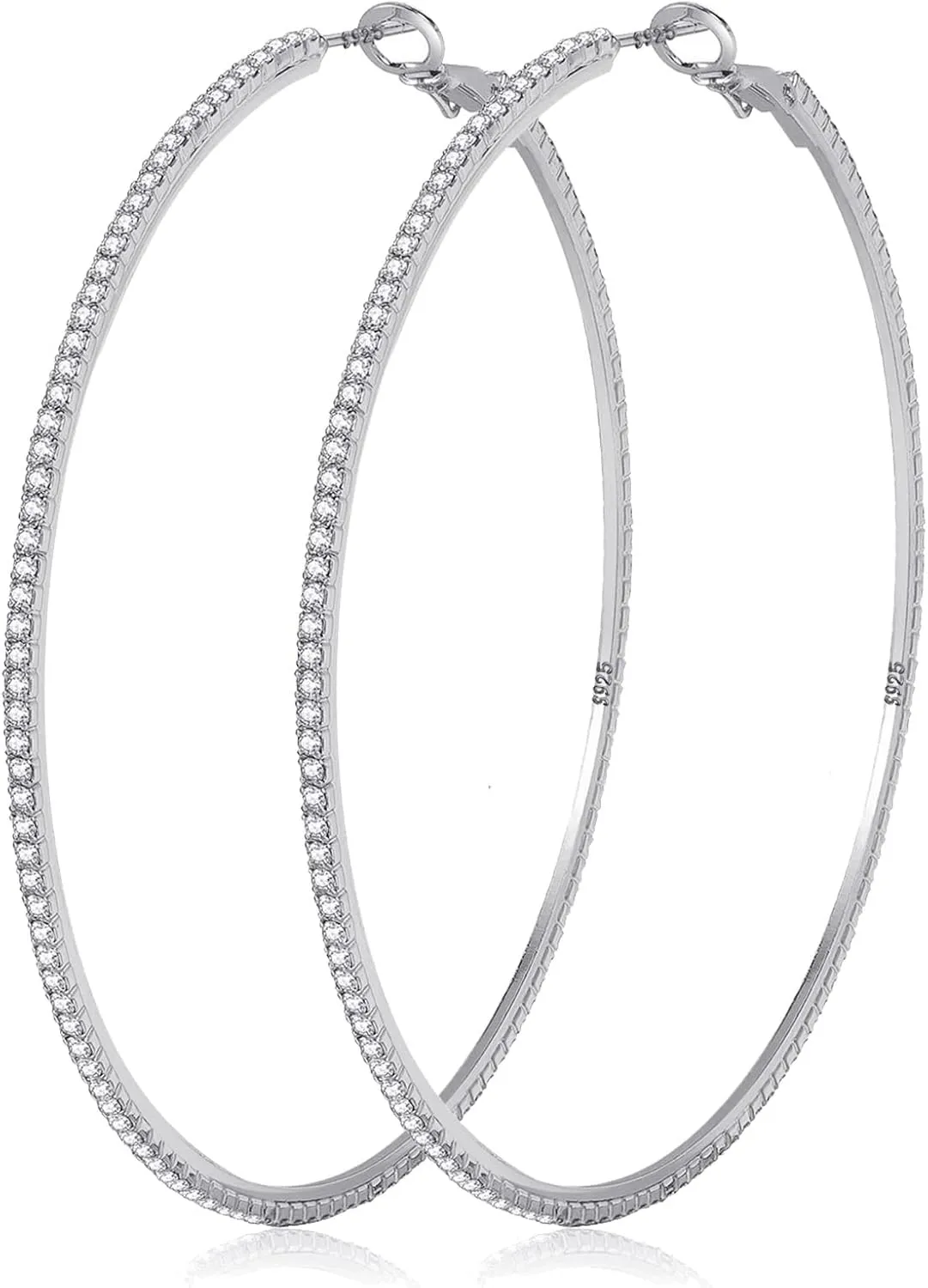 MOROTOLE 14K Gold Rhinestone Hoop Earrings - Fashion Thin Big Hoops, Hypoallergenic, 20/30/40/50/60/70mm