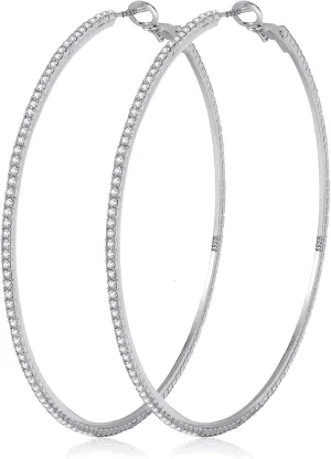 MOROTOLE 14K Gold Rhinestone Hoop Earrings - Fashion Thin Big Hoops, Hypoallergenic, 20/30/40/50/60/70mm