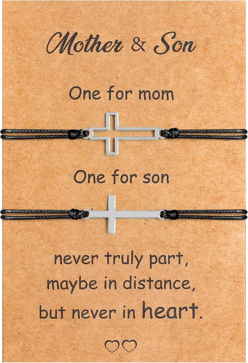 Mothers Day Bracelet Gifts, Adjustable Hearts Mother and Son Bracelet with Card, Celebrate Love Mothers Day Gifts for Grandma Son Accessories