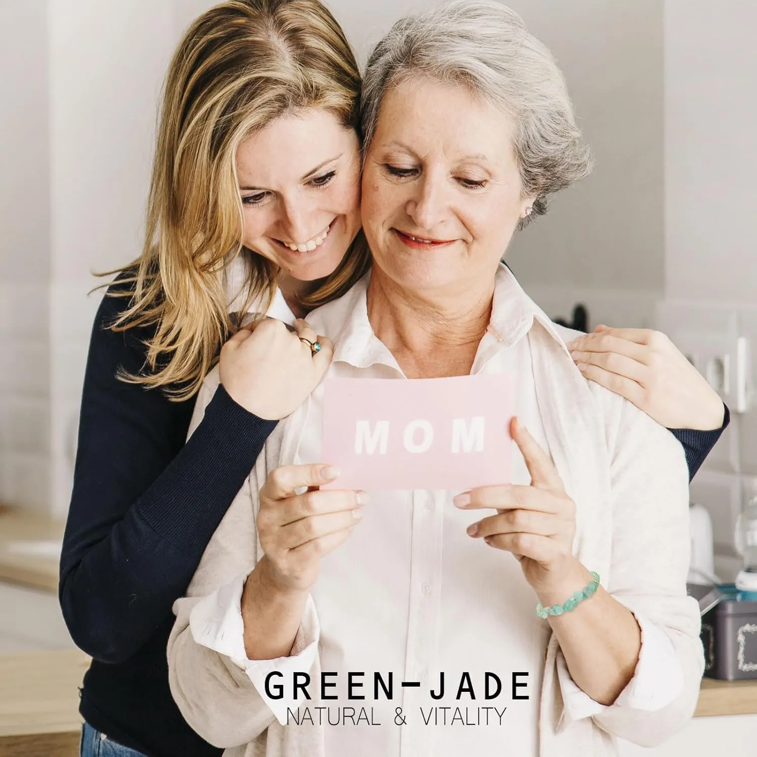 Mothers Day Gifts - Jade Bracelet for Women 7 Inch Natural Stone Green Energy Healing Bracelet Resizable Protection Bracelet for Men Gemstone Jewelry Christams Valentines Day Birthday Gifts
