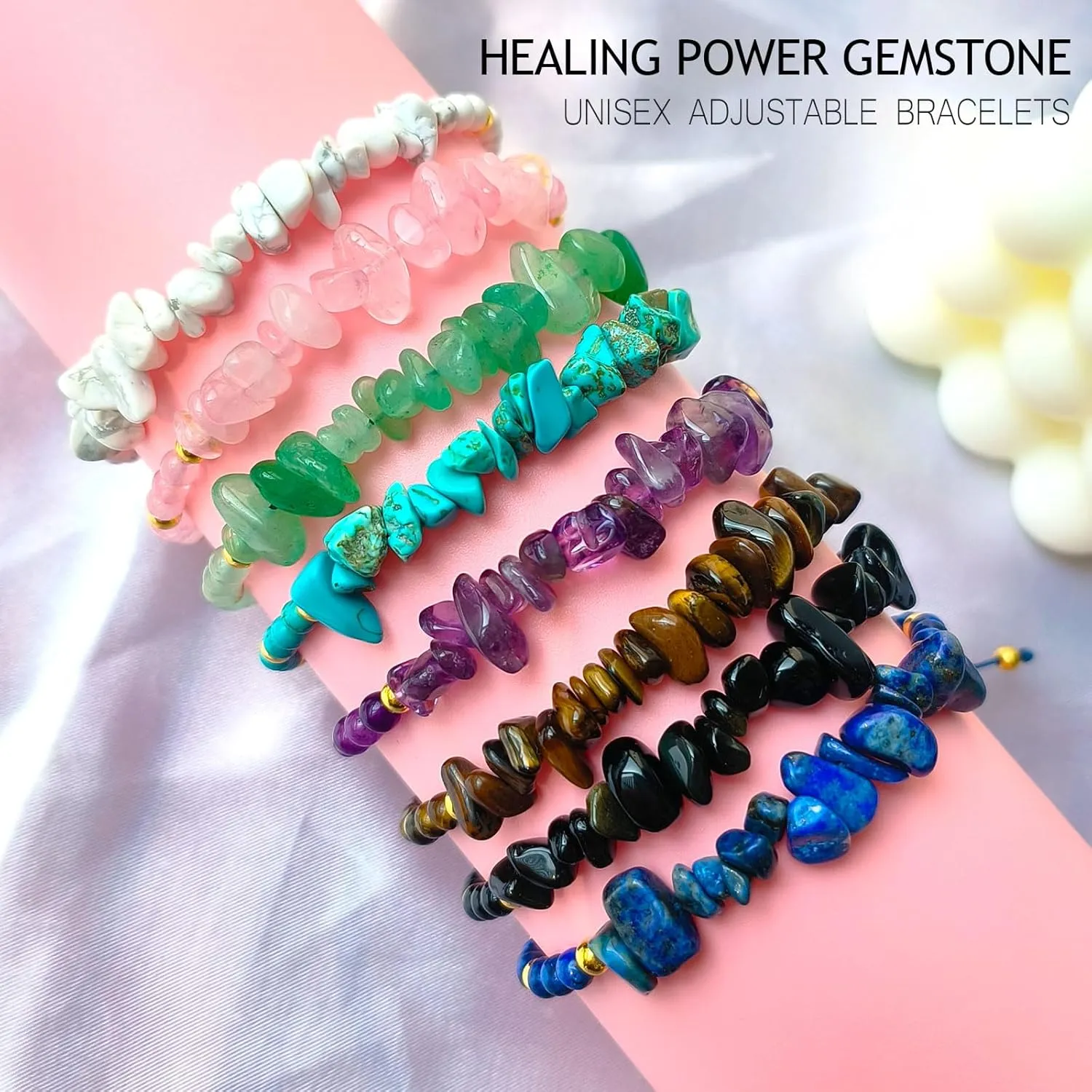 Mothers Day Gifts - Jade Bracelet for Women 7 Inch Natural Stone Green Energy Healing Bracelet Resizable Protection Bracelet for Men Gemstone Jewelry Christams Valentines Day Birthday Gifts
