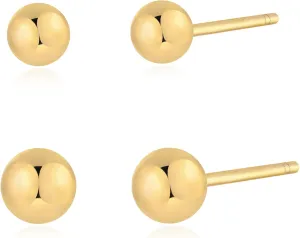 MTMY Gold Stud Earring for Women 2 Pairs of 14K Gold Plated Hypoallergenic Simple Small Stud Earring Set Tiny Bar, Circle, Heart, Triangle, Star, Crown, Flower Dainty Earrings Jewelry