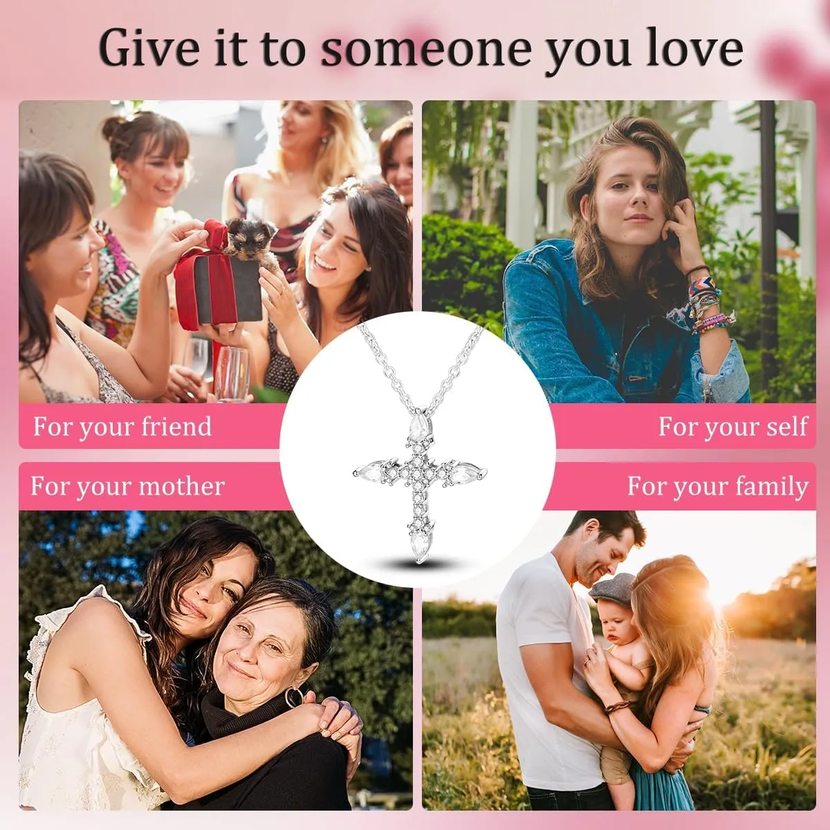 NARMO 925 Sterling Silver Necklace for Women Heart Pendant Necklace Moon Pendant Necklace Colorful Cubic Zirconia Pendant with Chain Necklace Various Dainty Necklaces for Women
