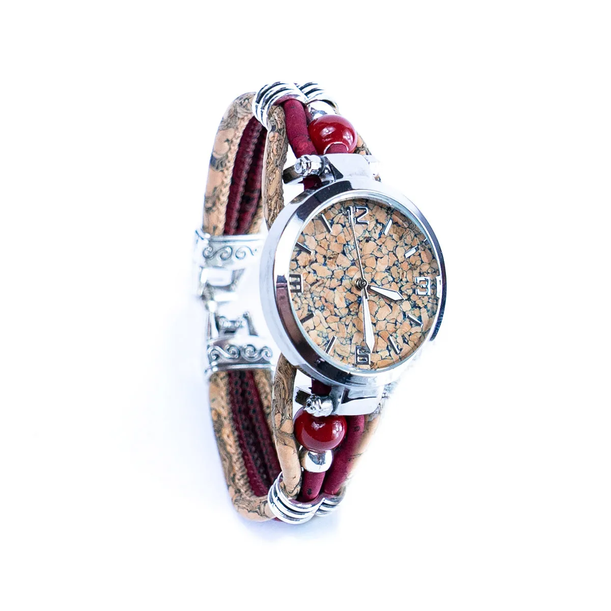 Natural Colored Cork Threads and Ceramic Beads Handmade DIY Ladies Fashion Watch WA-449