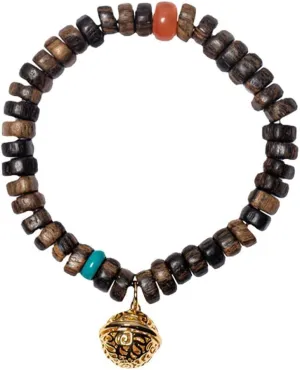 Natural Dalakan Agarwood Bracelet Bell Wooden Rosary Beads Bracelets Prayer Meditation Bracelet Accessories Jewelry