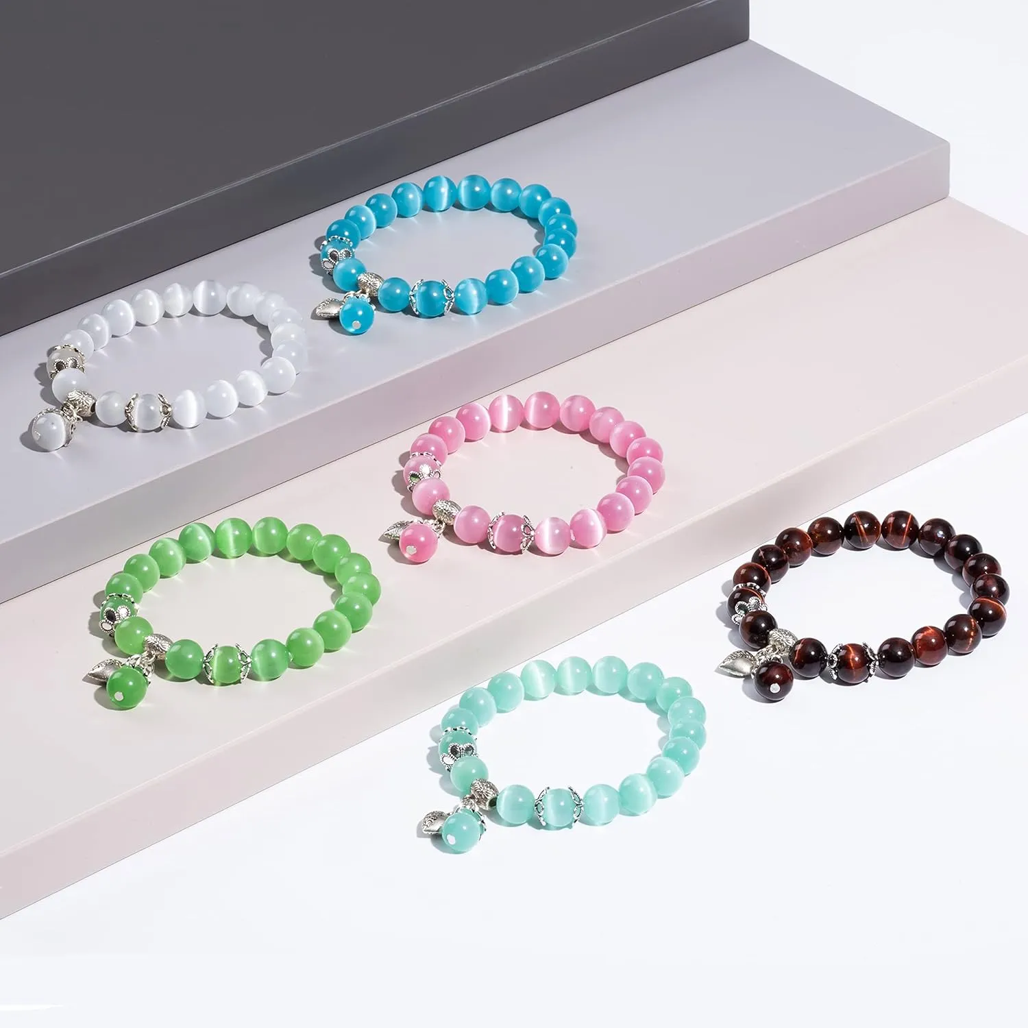 Natural Stretch Gemstone Bracelet Healing Stone Beaded Bracelets for Women Men Gifts (Unisex)