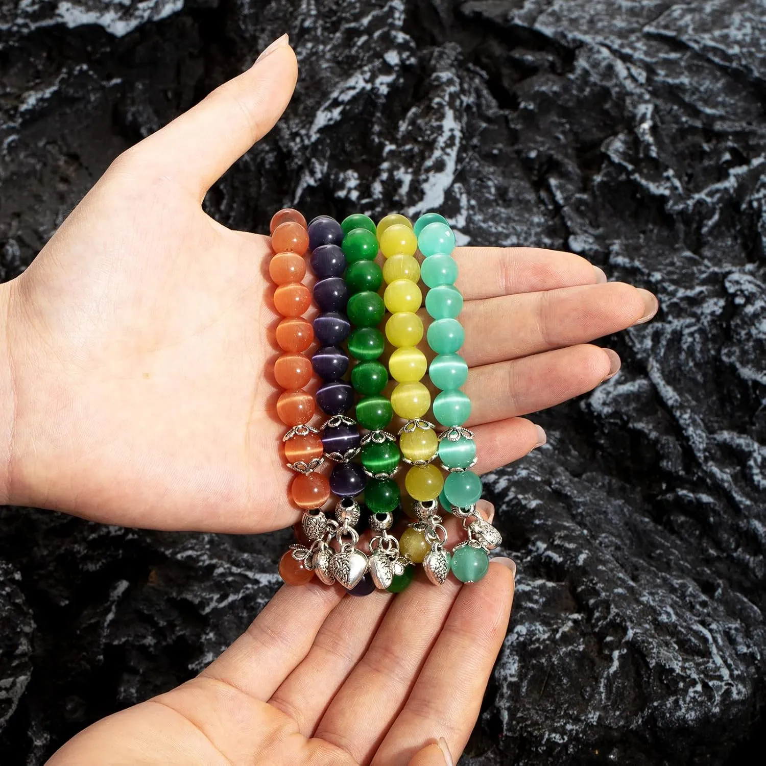Natural Stretch Gemstone Bracelet Healing Stone Beaded Bracelets for Women Men Gifts (Unisex)