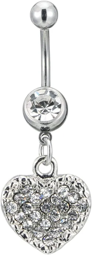 Navel Ring Surgical Stainless Steel, CZ Black Navel Rings for Women Heart Shaped White Navel Rings