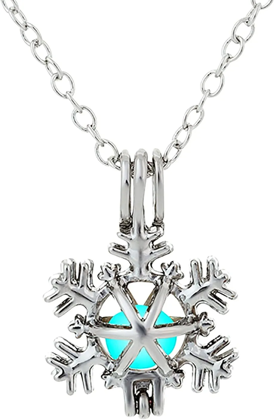 Necklace with Pearl Glow-in-The-Dark Snow Pendant Necklace Accessories Glow-in-The-Dark Snow Pendant Necklace Accessories Costume Necklaces for Women Fashion Jewelry (b, One Size)
