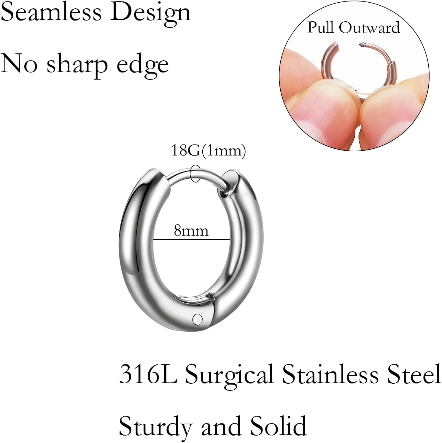 NEWITIN 12 Pairs Surgical Stainless Steel Hoop Earrings for Men Hypoallergenic Earring Huggie Cartilage Hoop Earring Set Colorful Small Hoop Earrings for Women Men