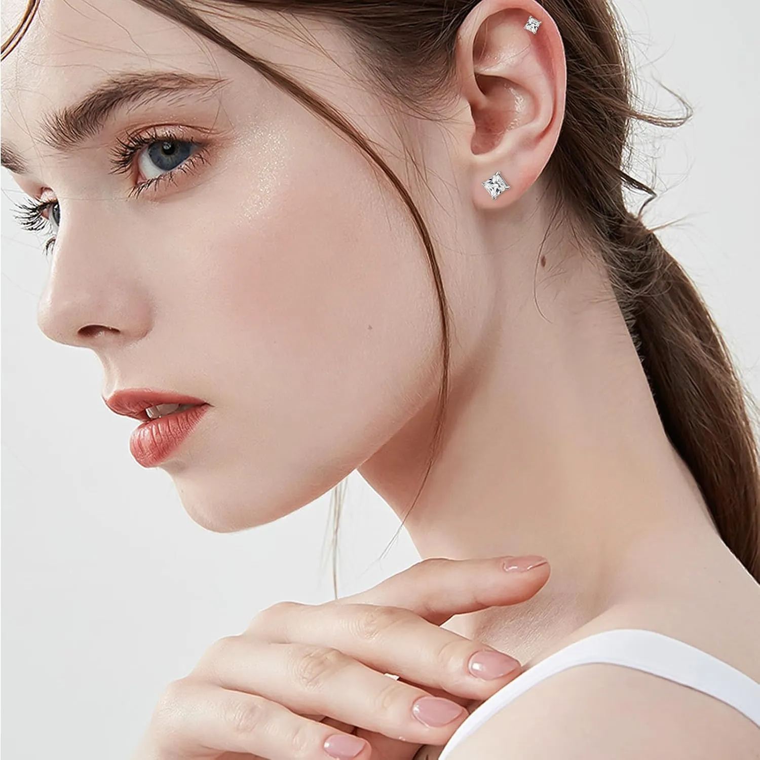 NEWITIN Magnetic Stud Earrings for Men Clip on Earring Stainless Steel Magnet Earring Unisex Non Piercing CZ Hoop Cross Diamond Magnetic Earrings for Men Women