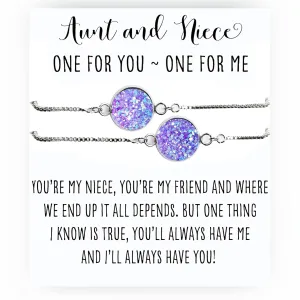 Niece Gift from Aunt- Matching Bracelets- Friendship Bracelet for 2- Best Friend Bracelet for 2- Box Chain Bracelet- Minimalist Bracelet
