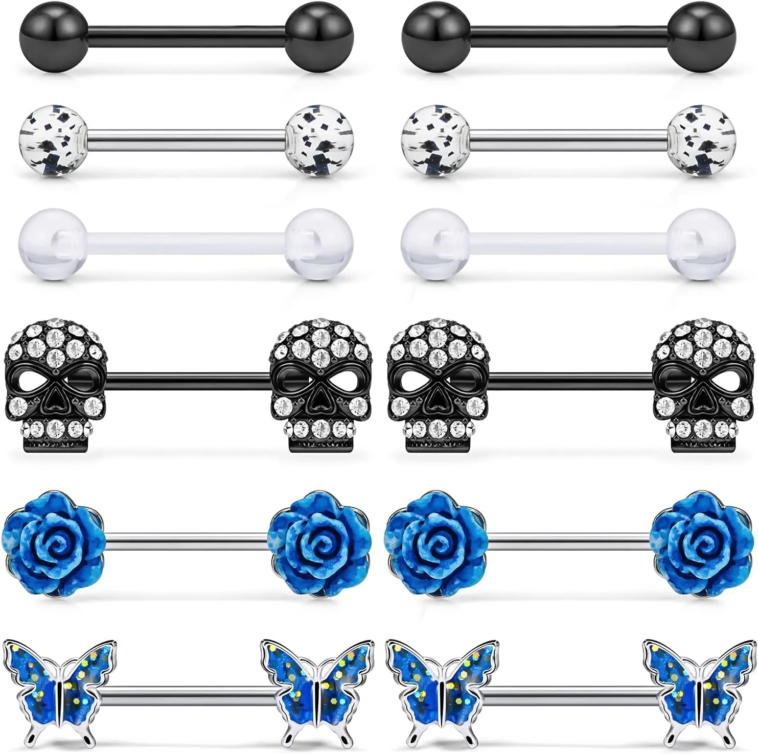 Nipple Rings for Women Nipple Piercing Jewelry 14G Nipple Rings Surgical Steel Screw Nipplerings Nipple Shield Ring Barbell Body Piercing Jewelry Set 9/16 Inch 14mm