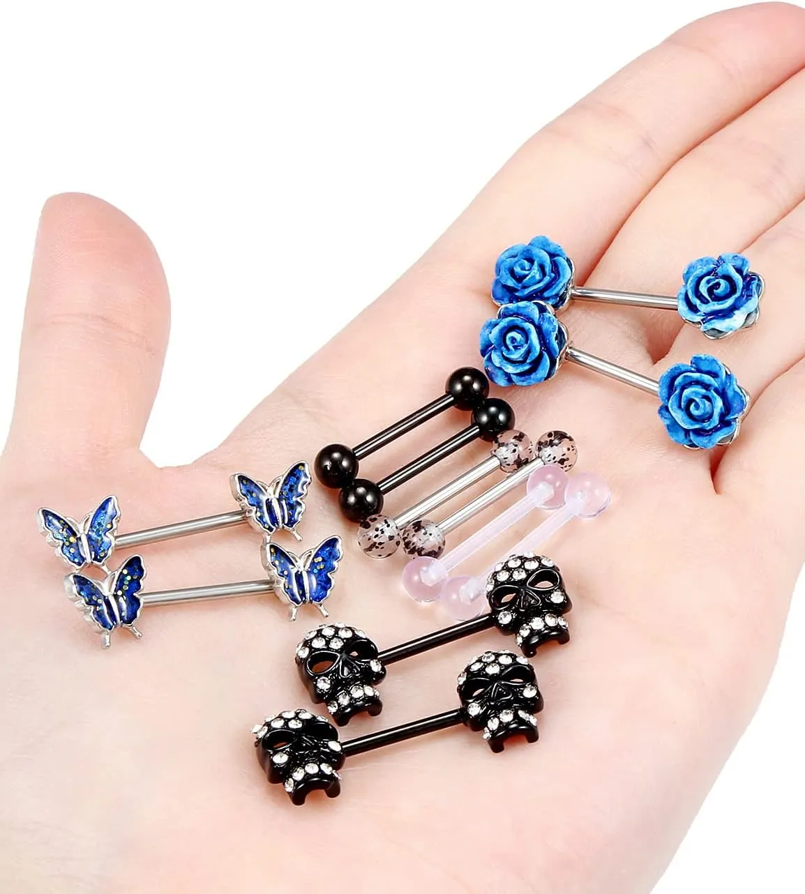 Nipple Rings for Women Nipple Piercing Jewelry 14G Nipple Rings Surgical Steel Screw Nipplerings Nipple Shield Ring Barbell Body Piercing Jewelry Set 9/16 Inch 14mm