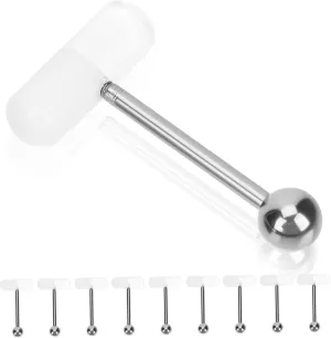 NOLITOY Elegant 10pcs Tongue Piercing Jewelry Stainless Steel Belly Rings Body Jewelry for Daily Events Special Occasions