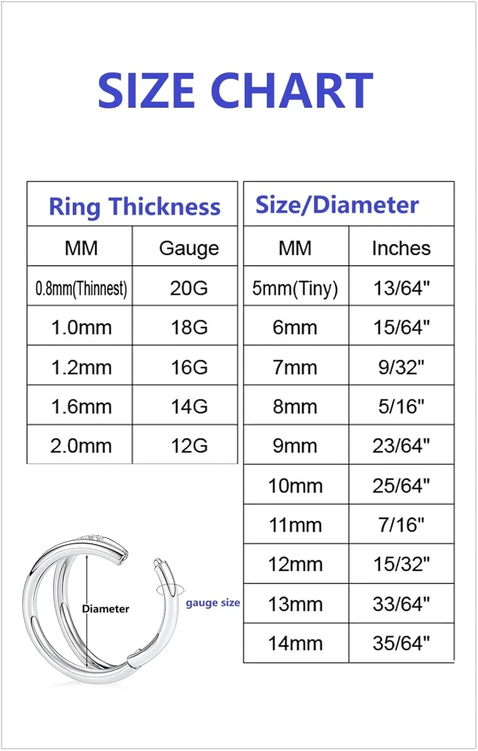 Nose Rings Hoops - 316L Surgical Steel Double Hoop Nose Rings 14G/16G/18G/20G Hinged CZ Conch Piercing Jewelry Septum Lip Rings Cartilage Earring Helix Rook Tragus Daith 6mm/8mm/10mm/12mm