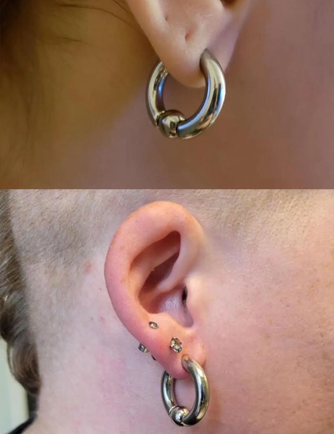Ocptiy 8G 6G 4G 2G Titaniumm Septum Rings Medical Implant Grade Gauges Tunnels Earrings Stretching kit Hypoallergenic Septum Nose Ring Ear Lobe Hoop Earring Piercing Jewelry Women Men 12mm 14mm 16mm