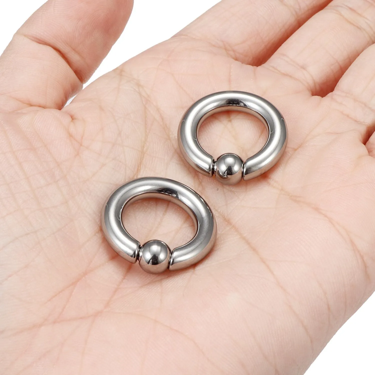 Ocptiy 8G 6G 4G 2G Titaniumm Septum Rings Medical Implant Grade Gauges Tunnels Earrings Stretching kit Hypoallergenic Septum Nose Ring Ear Lobe Hoop Earring Piercing Jewelry Women Men 12mm 14mm 16mm