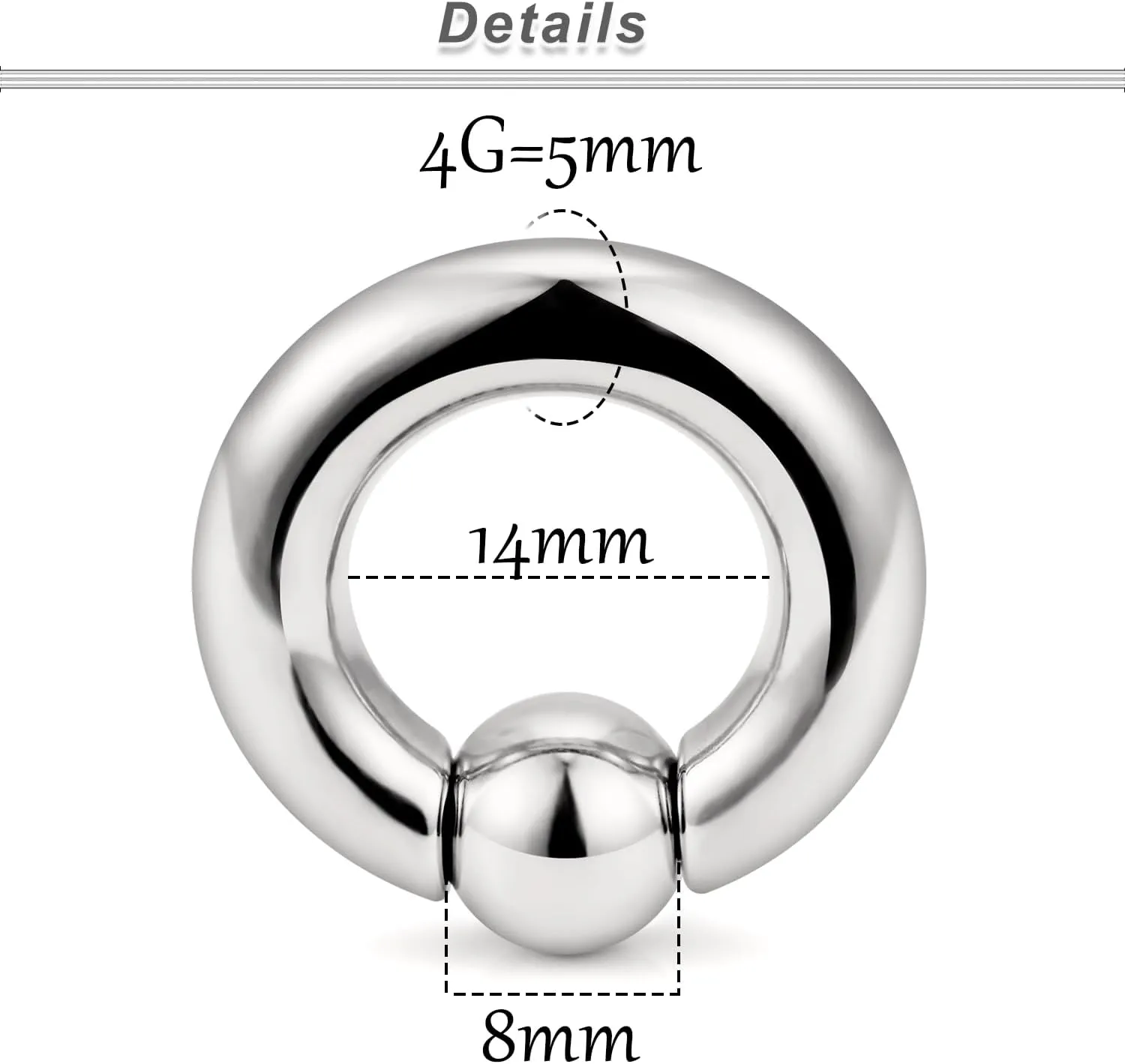 Ocptiy 8G 6G 4G 2G Titaniumm Septum Rings Medical Implant Grade Gauges Tunnels Earrings Stretching kit Hypoallergenic Septum Nose Ring Ear Lobe Hoop Earring Piercing Jewelry Women Men 12mm 14mm 16mm