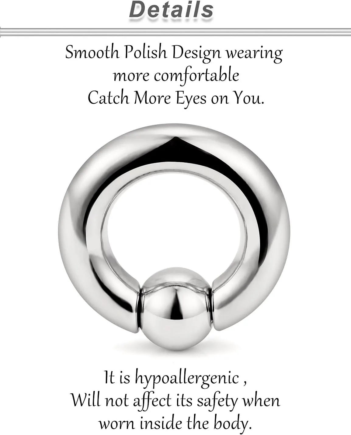 Ocptiy 8G 6G 4G 2G Titaniumm Septum Rings Medical Implant Grade Gauges Tunnels Earrings Stretching kit Hypoallergenic Septum Nose Ring Ear Lobe Hoop Earring Piercing Jewelry Women Men 12mm 14mm 16mm