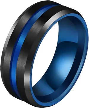 OIDEA Promise Rings for Women Men - His and Hers Matching Couple Ring, Engagement Ring Wedding Ring Band Set, Black and Blue Heart Shaped Crown Sapphire Cubic Zirconia Rings