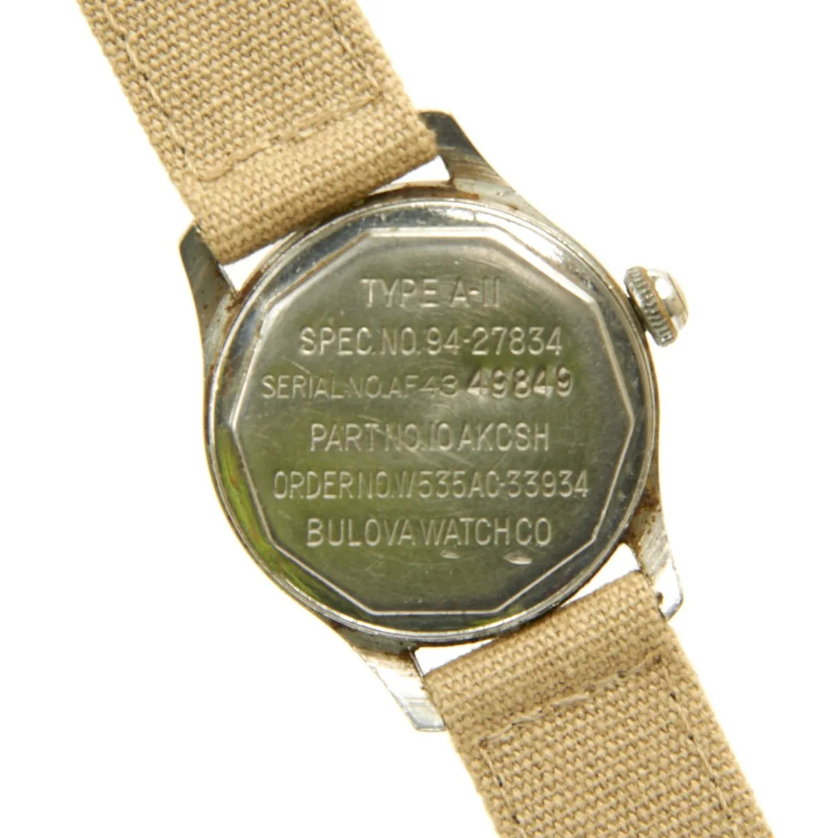 Original U.S. WWII 1943 Type A-11 USAAF Wrist Watch by Bulova - Fully Functional