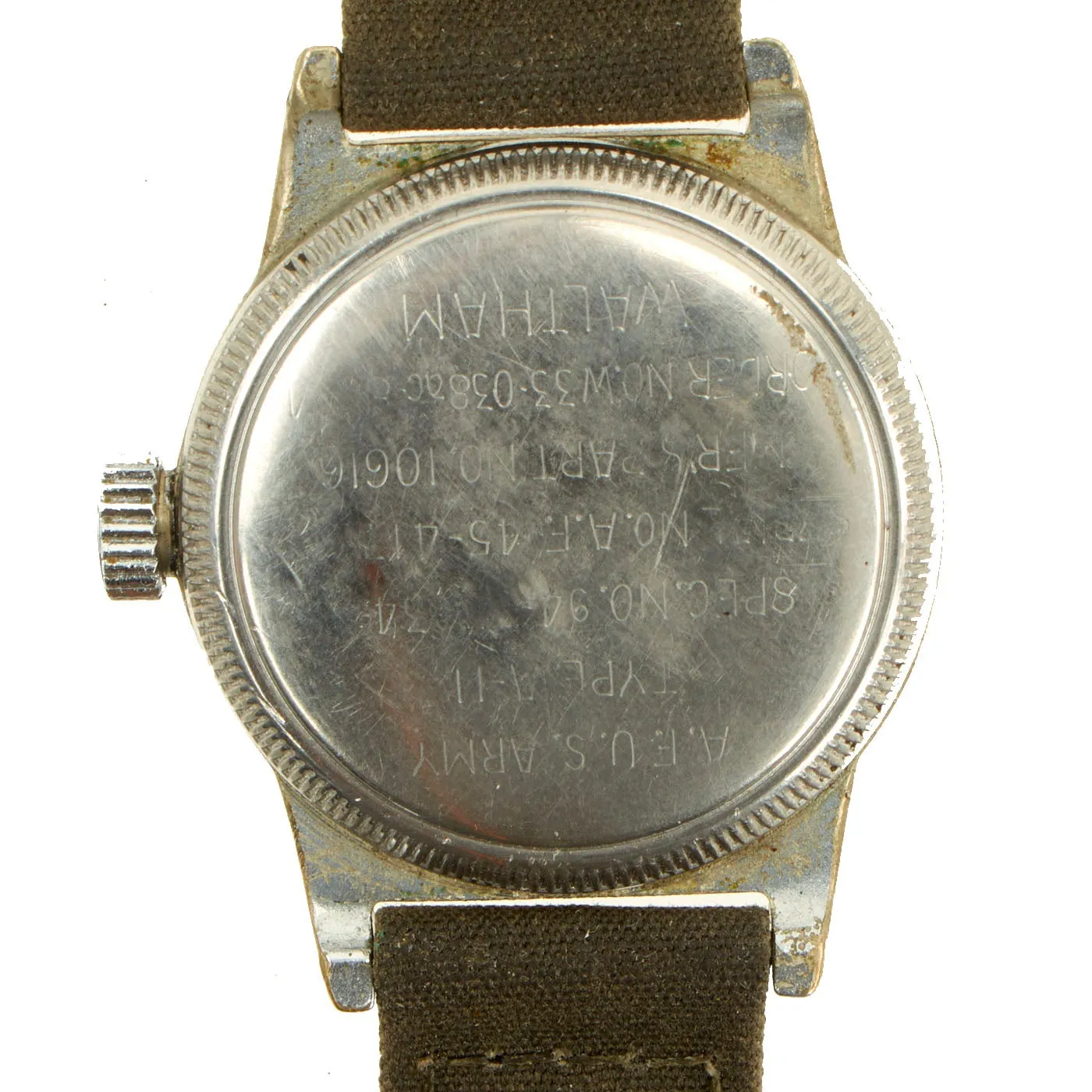Original U.S. WWII 1945 Dated Type A-11 US Army Wrist Watch by Waltham - Fully Functional