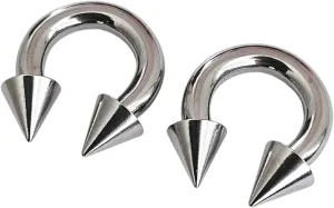 Pair 2g-14g Big Gauges Silver Cone Spike Horeshoe Septum Pincher Ring Stretching Ear Plugs Tapers nose Gauges 2g 4g 6g 8g 10g 12g 14g gauge