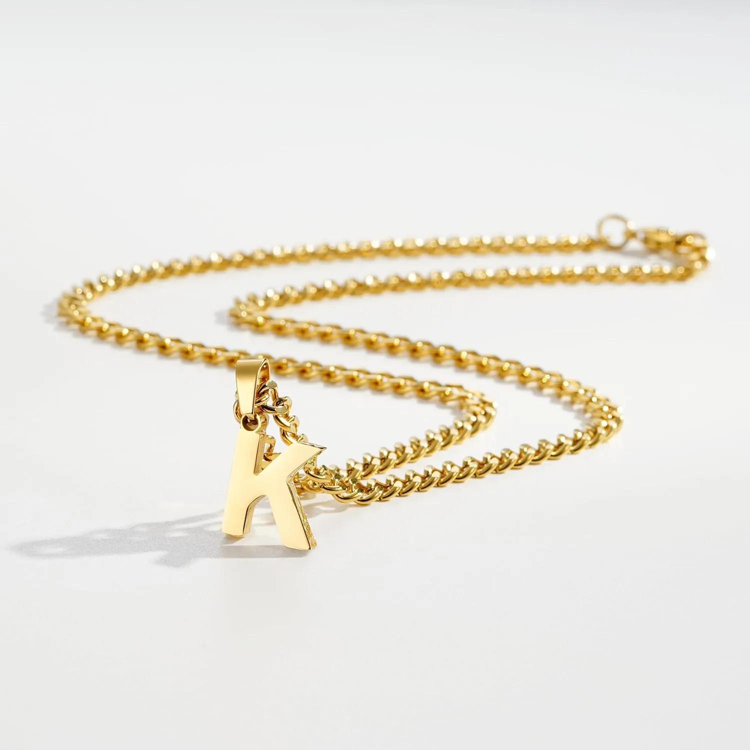 P.BLAKE Layered Initial A-Z Pendant Necklaces Graduation Gifts for Men Boys, Stainless Steel Letter Cuban Link Herringbone Chain Fashion Jewelry Gifts