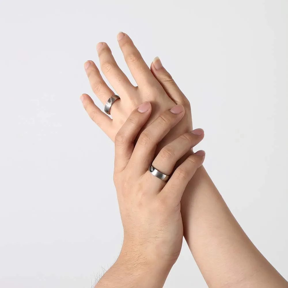 Personalized Promise Rings for Couples Stainless Steel Engagement Heart Rings Set Custom name Matching Wedding Rings for Her His Women Men Lover