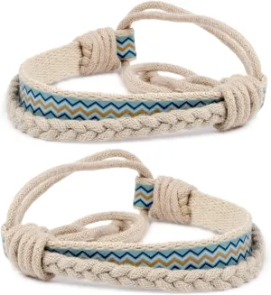 Pettsie Matching Friendship Bracelets, 2 Pack Set, Easy Adjustable, 100% Cotton