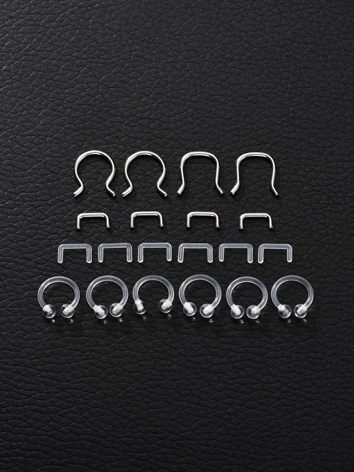 PiercingJ 20pcs 14G 16G Clear Bioflex Septum Rings Retainers Flexible Acrylic Nose Ring Retainer U-Shaped Piercing Hider Body Jewelry
