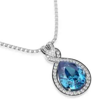 Platinum Plated Genuine Birthstone Infinity Necklace, Gold Necklaces for Women, 925 Sterling Silver Jewelry with Pendant Birthstone, Dainty Necklace, Birthday Gifts for Her
