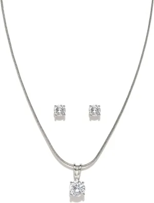 Platinum-Plated Silver Cz Stone-Studded Jewellery Set-DMZ-1119, zzzz-s, Brass