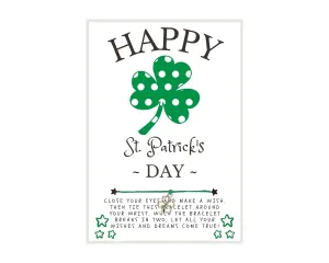 Polka Dot Shamrock/Clover St. Patrick's Day Wish, Wish Bracelet, Holiday Party Favor, Thank You, St. Patrick's Day WIsh Bracelet, Co-Worker Gift, Friendship Wish Bracelet