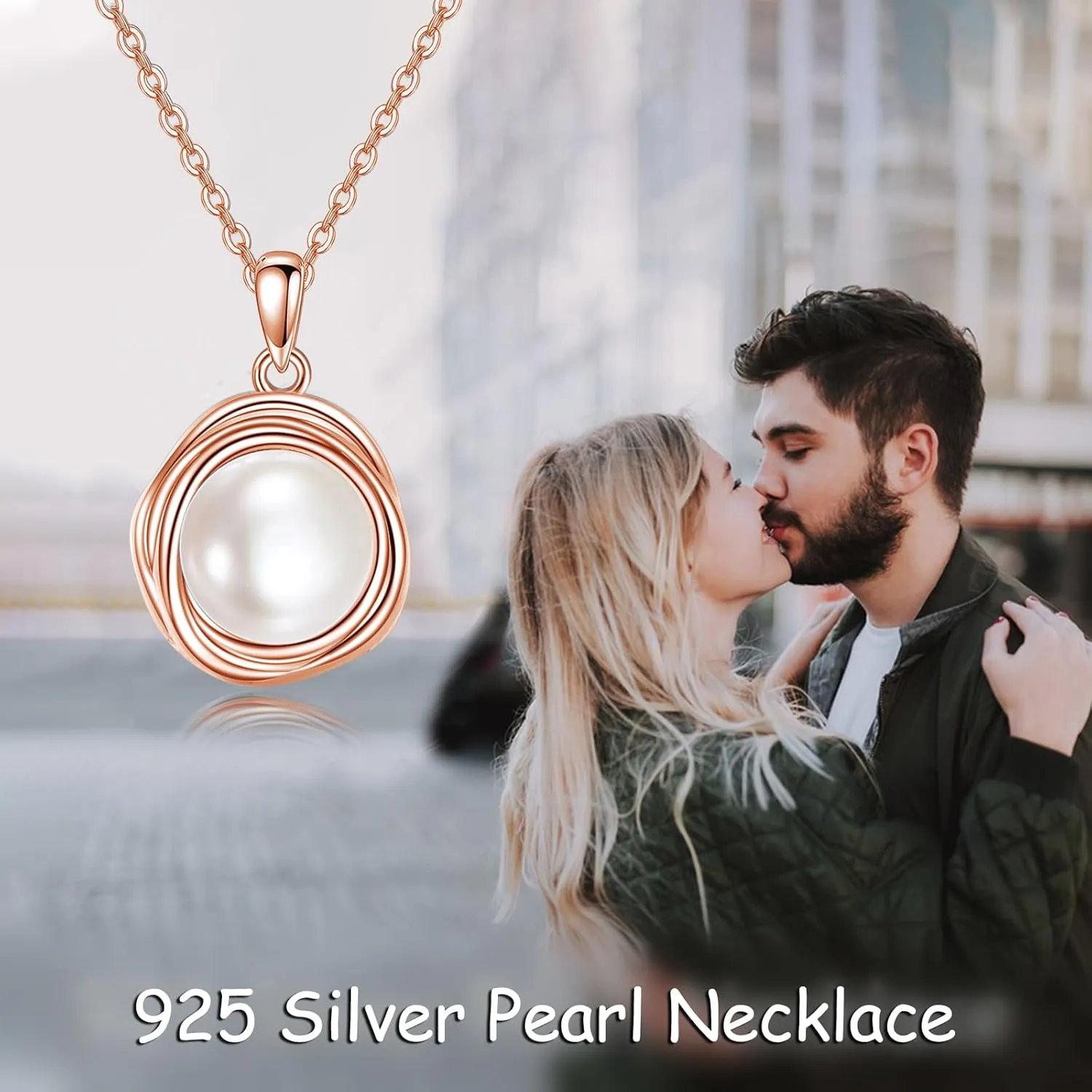 POPLYKE Pearl Moonstone Opal Black Pearl Necklaces for Women 925 Sterling Silver Single Pearl Necklace 8mm Pearl Gemstone Jewelry for Mom Wife