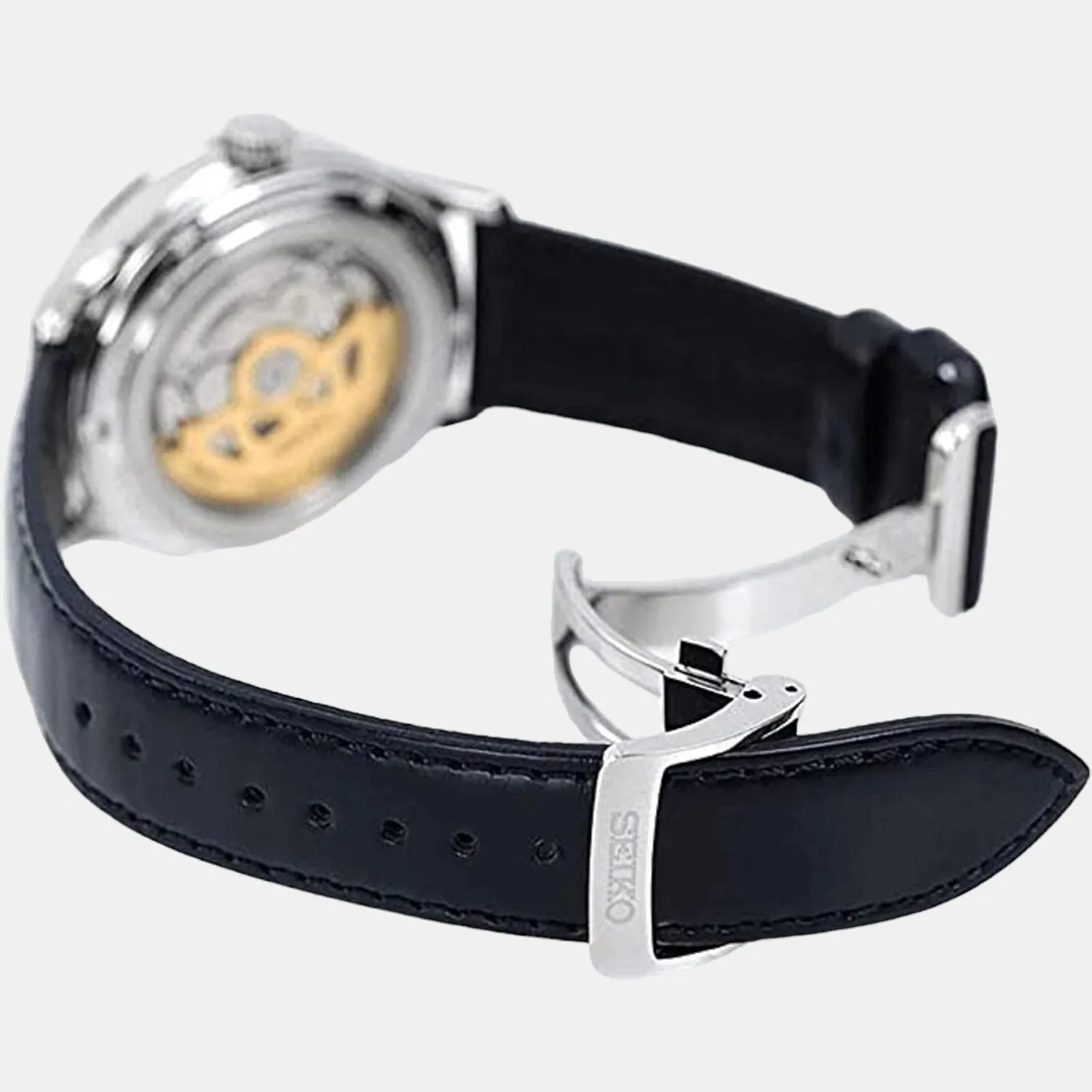 Presage Men's Blue Analog Leather Automatic Watch SSA421J1