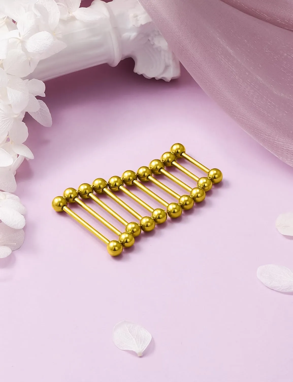 Prjndjw 14G Surgical Steel Straight Barbell - Tongue & Nipple Rings for Women & Men - Length 12MM, 14MM, 16MM, 18MM, 22mm - Piercing Jewelry