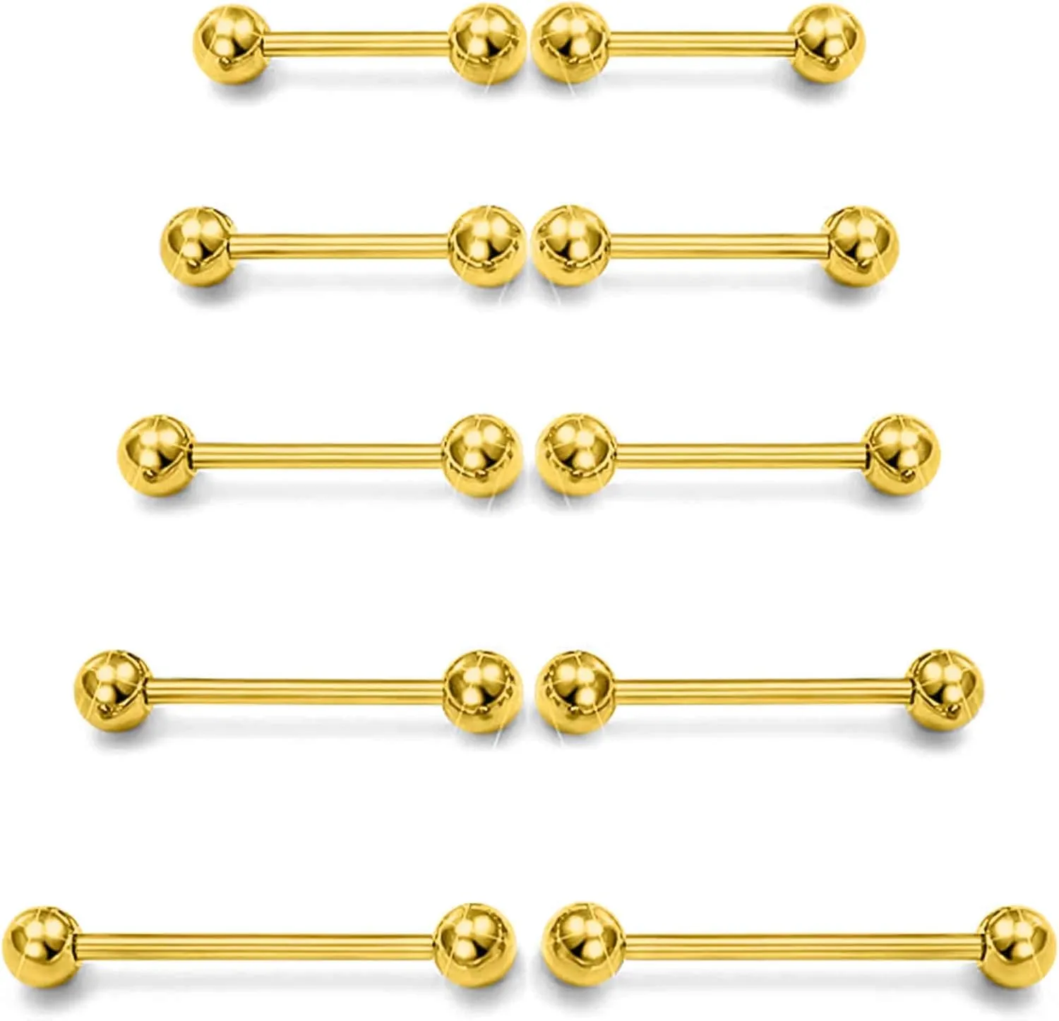 Prjndjw 14G Surgical Steel Straight Barbell - Tongue & Nipple Rings for Women & Men - Length 12MM, 14MM, 16MM, 18MM, 22mm - Piercing Jewelry