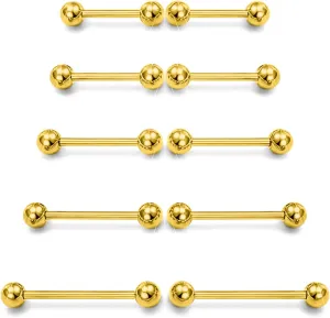 Prjndjw 14G Surgical Steel Straight Barbell - Tongue & Nipple Rings for Women & Men - Length 12MM, 14MM, 16MM, 18MM, 22mm - Piercing Jewelry