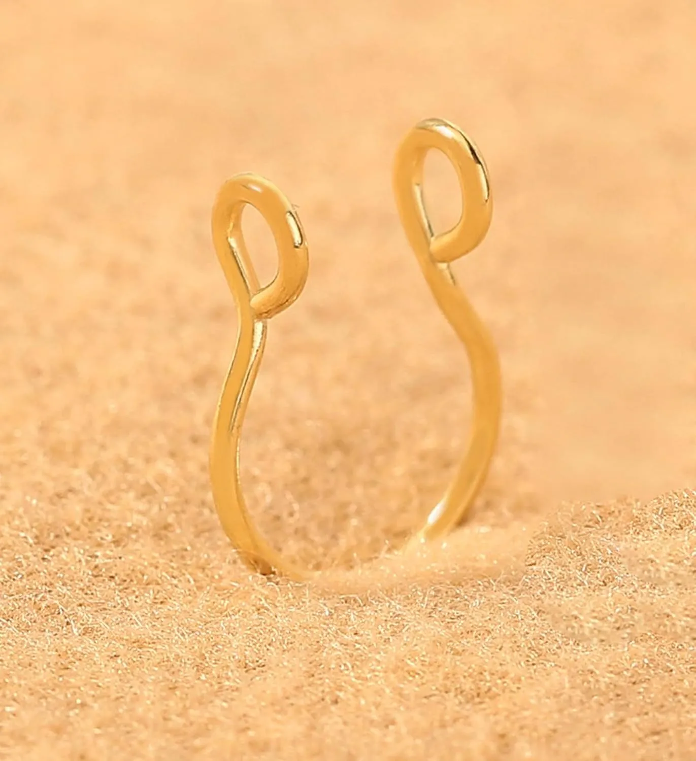 QWALIT Fake Nose Ring Gold Fake Septum Ring Hoop Silver Faux Septum Piercing Clip on Lip Ring Stick on Nose Stud Non Piercing Ear Earring Cuffs Gold Lip Cuff Non Pierced
