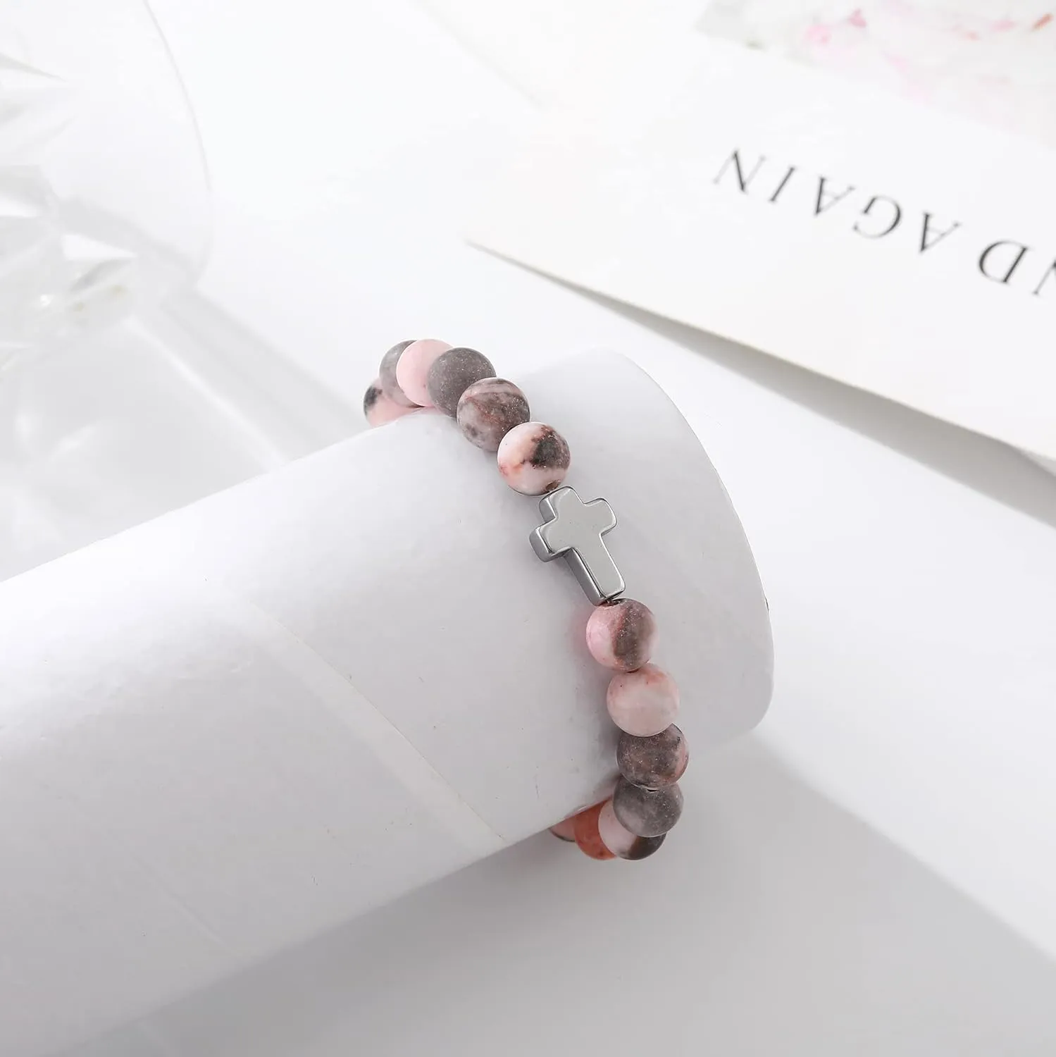 QWNHONEY Christian Gifts for Women Cross Beads Bracelet Catholic Religious Jewelry Mothers Day Birthday Christmas Gifts for Women Mother Daughter Sister Girlfriend Grandma Wife