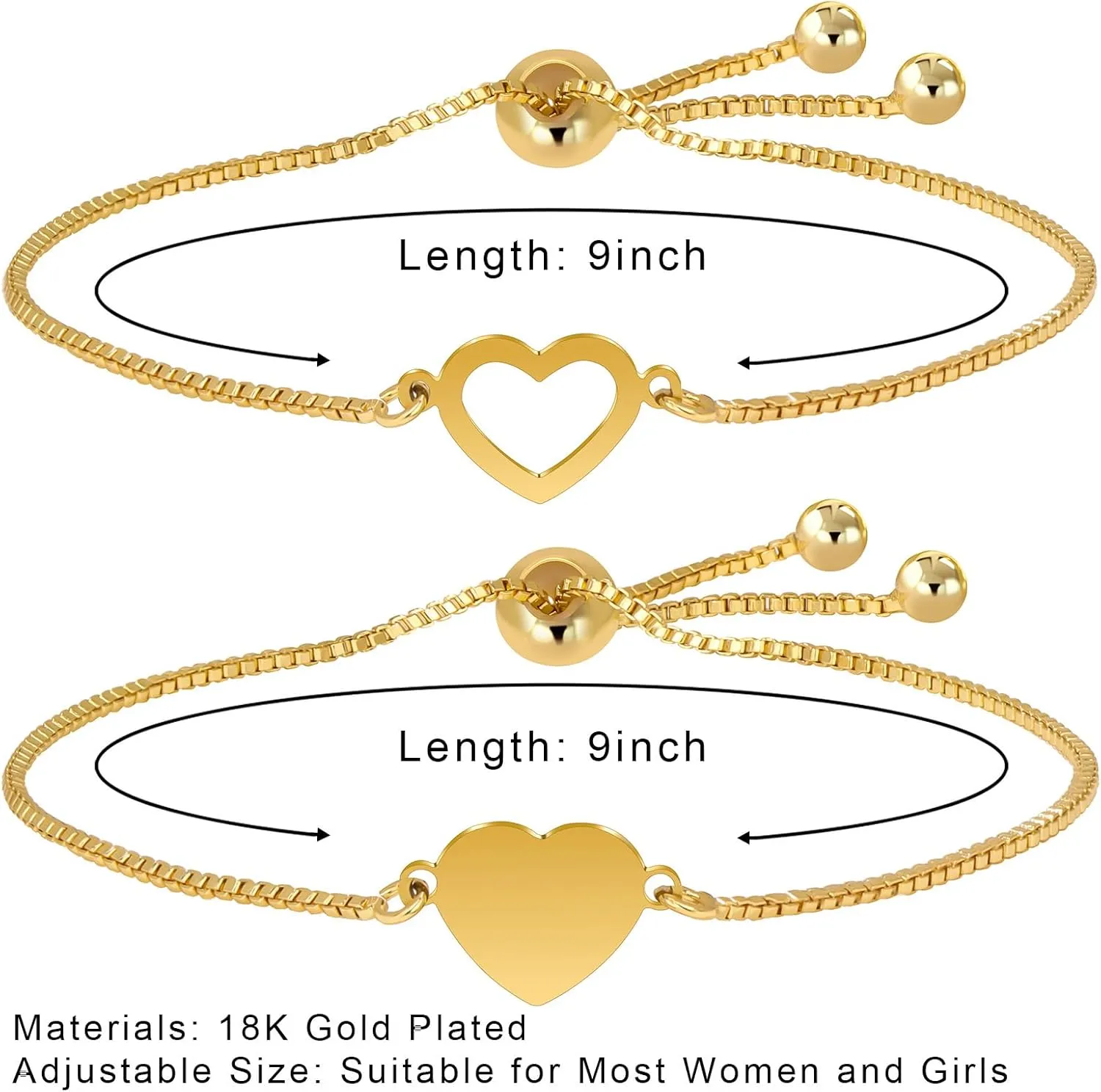 Raicegs 18K Gold BFF Friendship Bracelet Matching Butterfly Cross Charms Bracelet Set for Women Gifts for Teen Girls Couples Best Friend