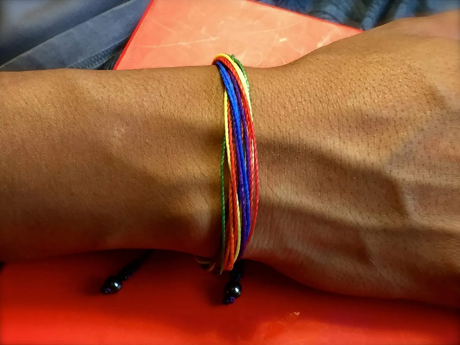 Rainbow Pride Bracelet Handmade LGBTQ Jewelry Lesbian Gay Bi Trans Queer Awareness Woven String Rainbow Friendship Bracelet