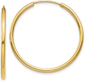 Real 10k Yellow Gold Endless Tube Hoop Earrings 30mm